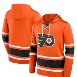 NWT FANATICS Philadelphia Flyers Fanatics Puck Deep Lace-Up Hoodie - Orange M